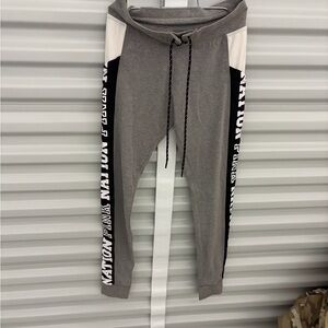 Pink Victoria’s Secret Gray Drawstring Jogger Pants with Side Stripe